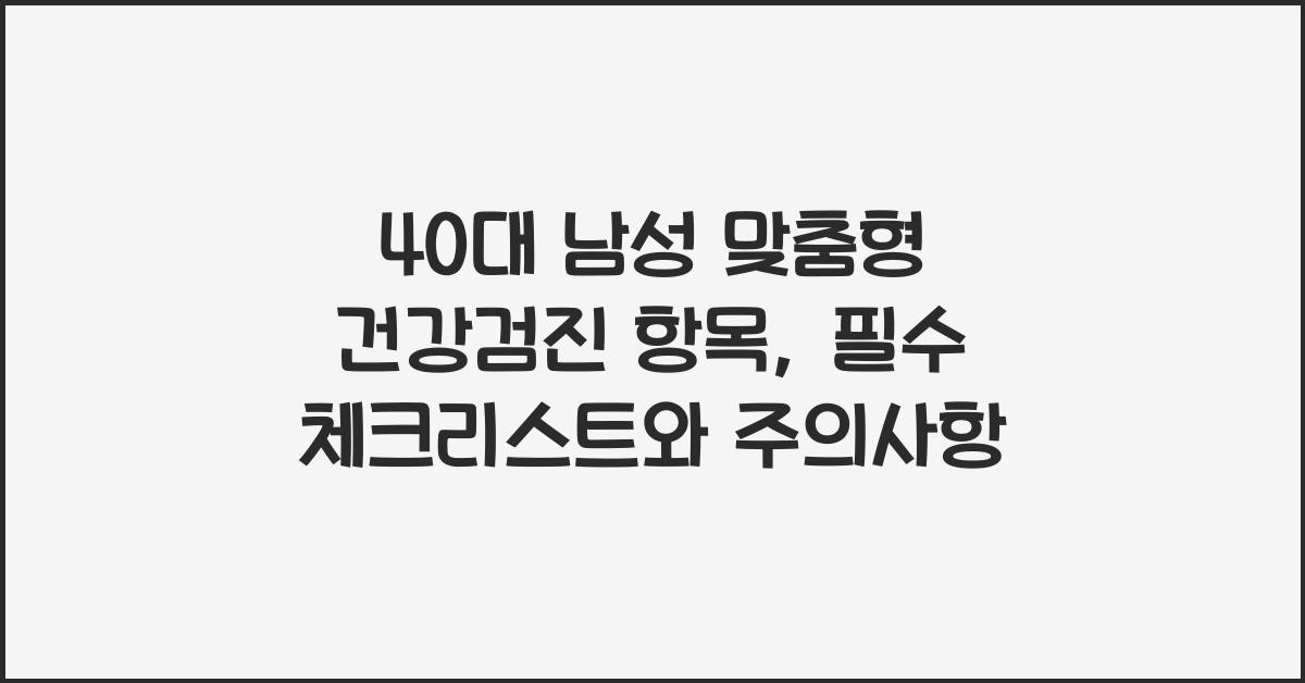40대 남성 맞춤형 건강검진 항목