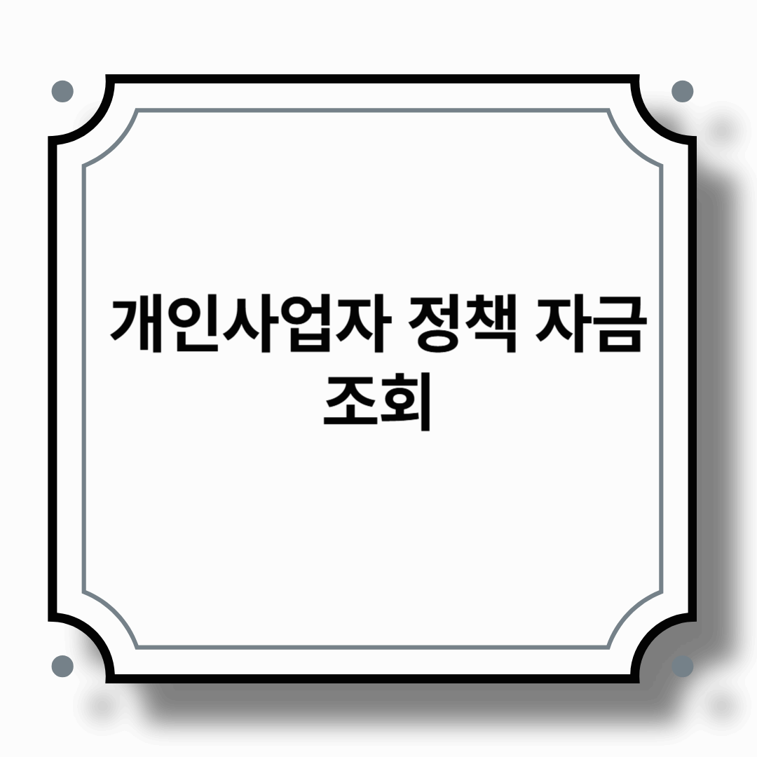 개인사업자 정책 자금 조회