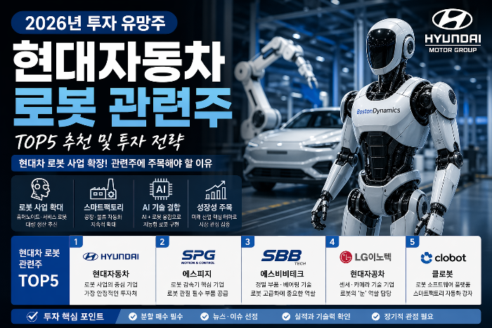 2026 현대자동차 로봇 관련주 TOP5 추천 및 투자 전략