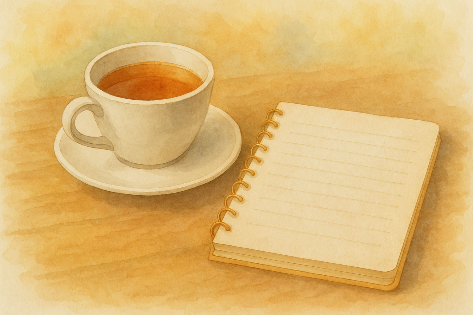 차와 노트북의 휴식 시간