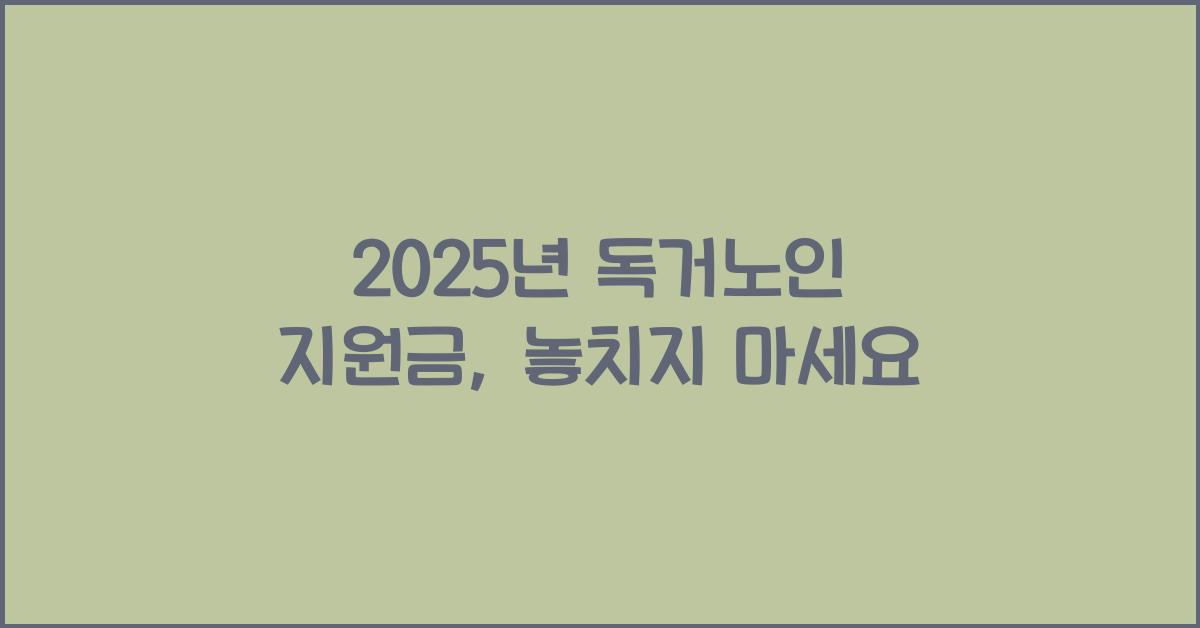 2025년 독거노인 지원금