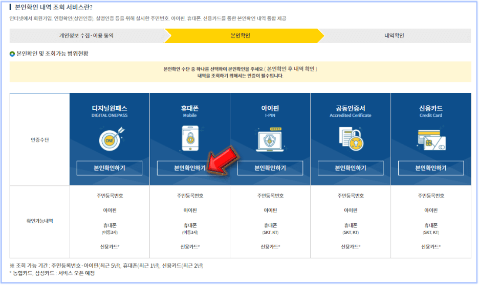 휴대폰-본인확인하기-누르기