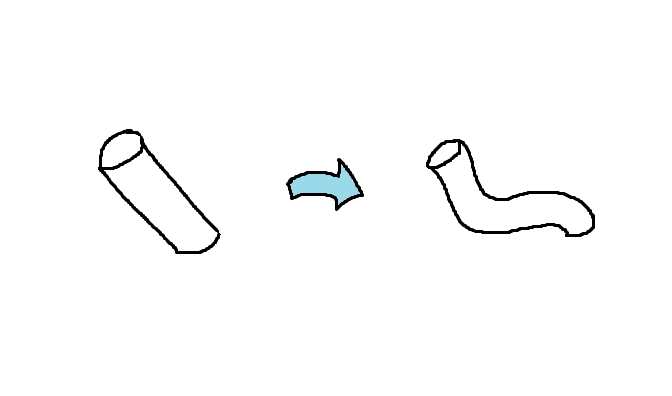 힘을 가하면 가래떡의 모양이 변합니다.