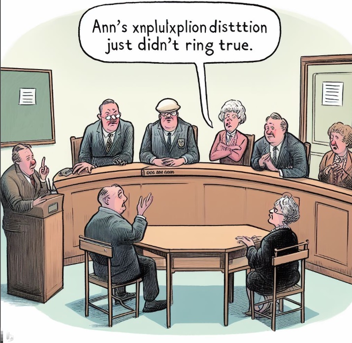 Ann의 설명이 진실하지 않다고 여기는 배심원(made by Bing)