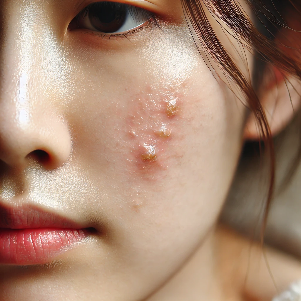 환절기 피부 트러블을 가진 여성 이미지