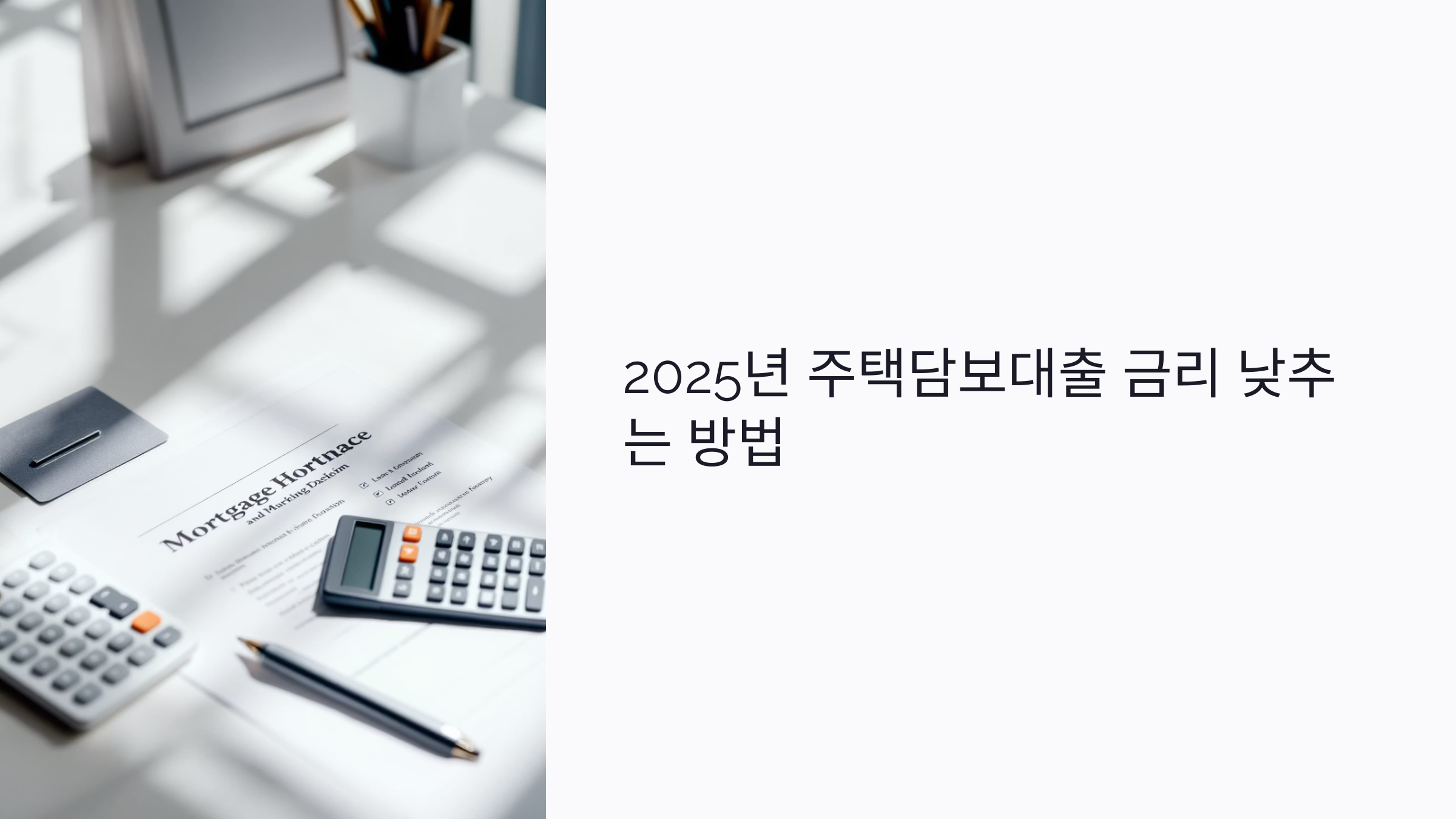 2025년 주택담보대출 금리 낮추는 6가지 방법: 우대조건부터 리파이낸싱까지