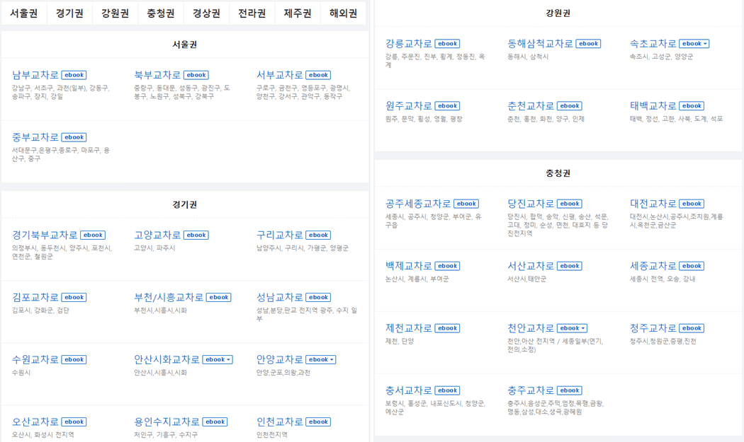 교차로-사이트-지역-선택하기