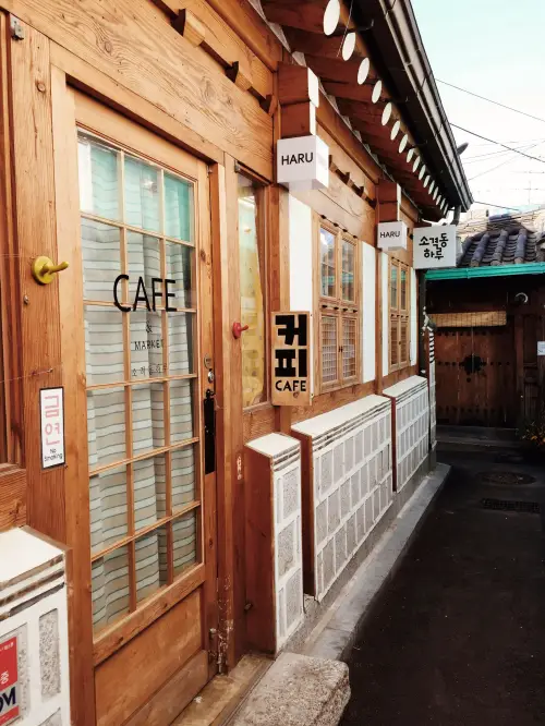 Minimalist and modern cafe interior in Seoul
