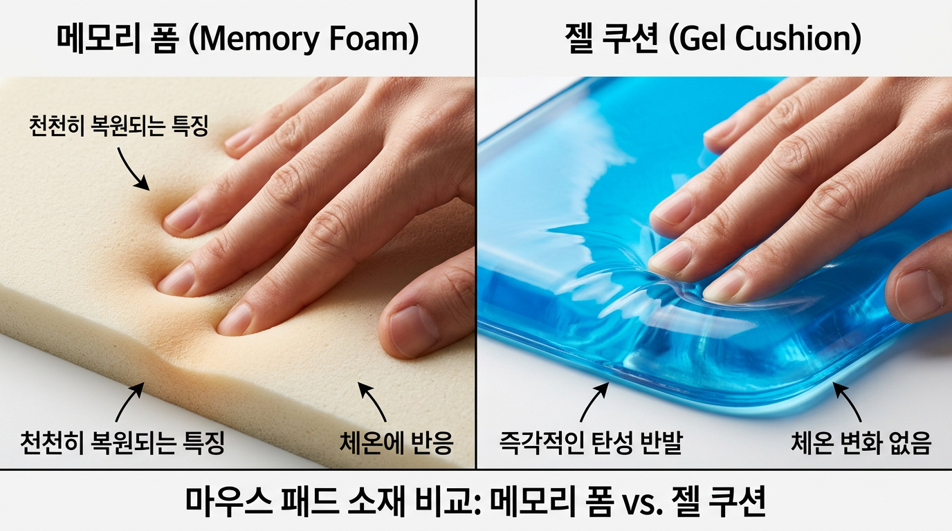손목보호 마우스패드 메모리폼 젤 타입 비교