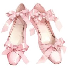 예쁜-분홍-리본이-장식된-신발
