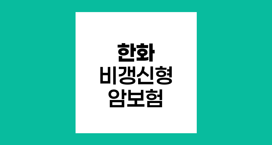 한화 비갱신형 암보험의 특별한 혜택과 장점