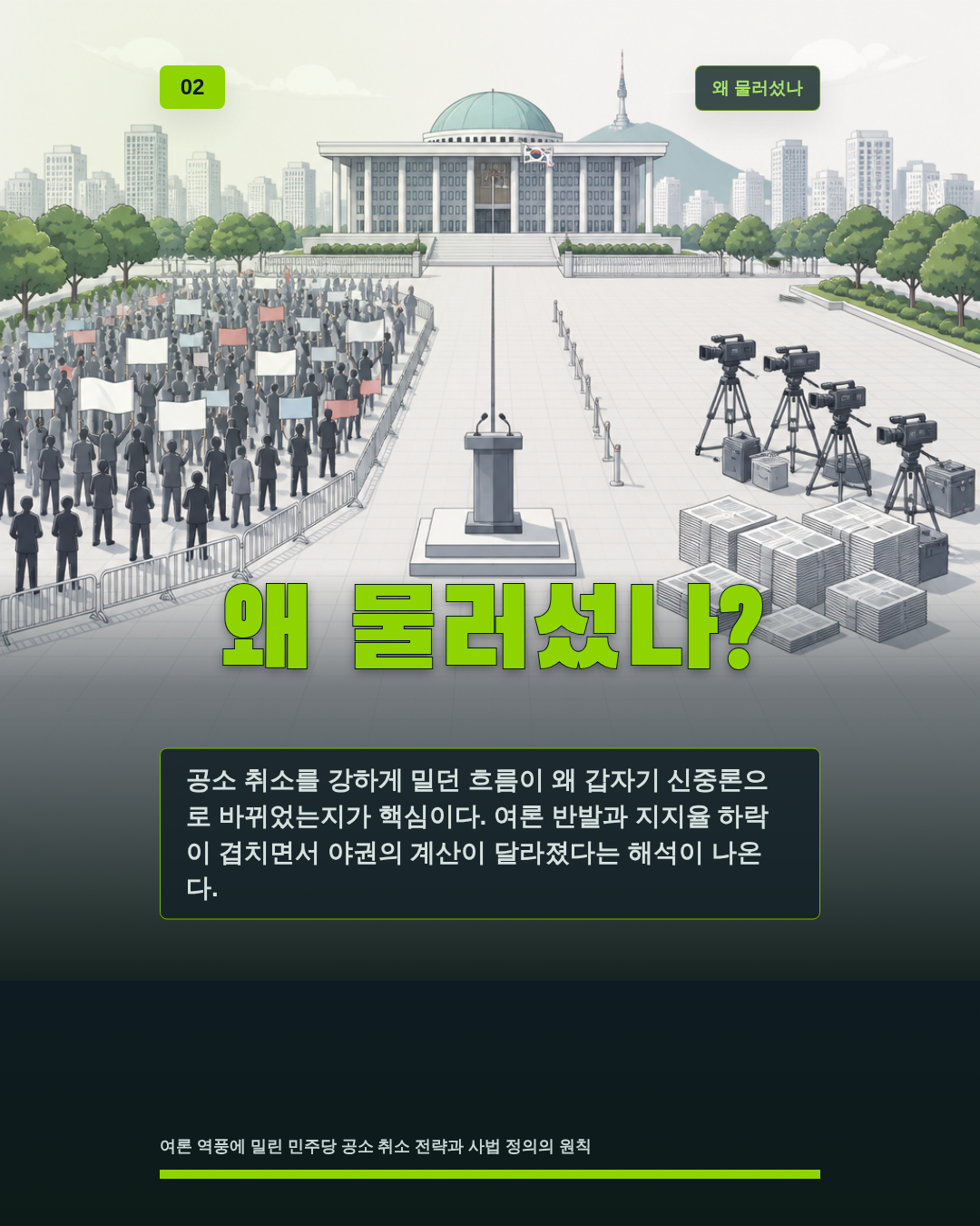 왜 물러섰나?