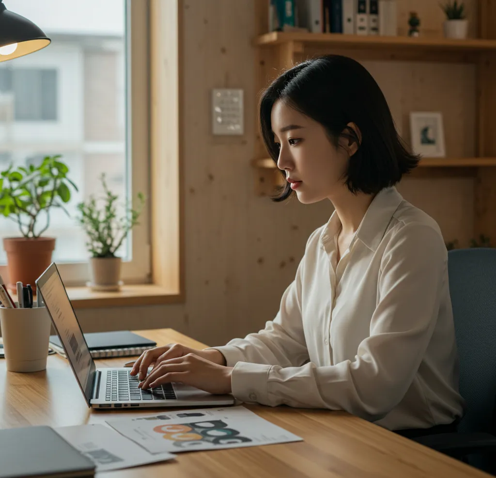 일러스트레이터-사용하는-한국여자