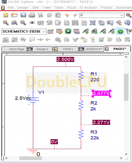 2.5V-220,2k,22k옴-회로1-구성-및-시뮬레이션-결과
