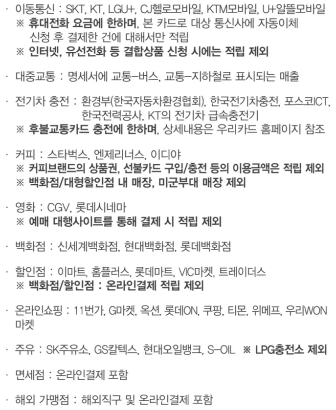 카드의정석+와우리+WOWRI+특별적립+이용처