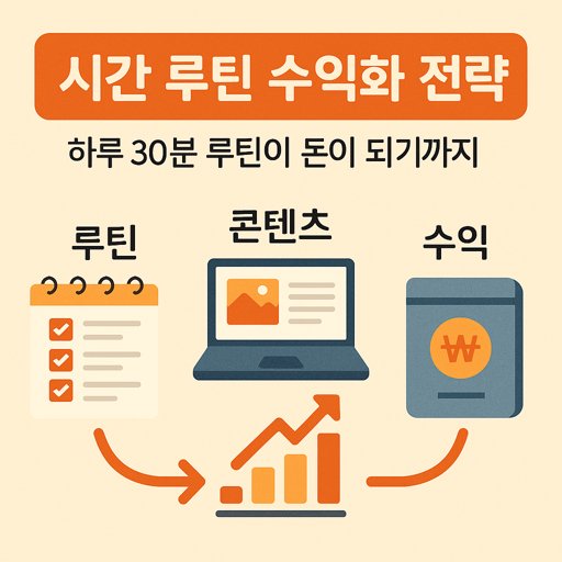 시간 루틴이 콘텐츠로 연결되는 흐름, 루틴 기록이 수익화되는 구조 다이어그램, 30분 루틴 수익 전략 노트