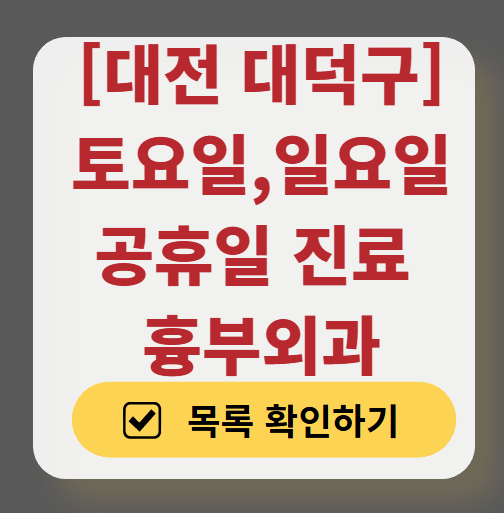 대전 대덕구 주말 토요일 일요일 흉부외과 진료 병원 목록 ❘ 공휴일 진료 영업 병원 리스트 찾기