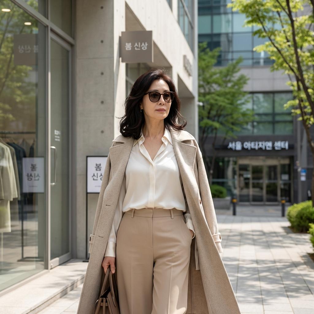 얼굴색 살려주는 50대 뉴트럴 톤 스타일링