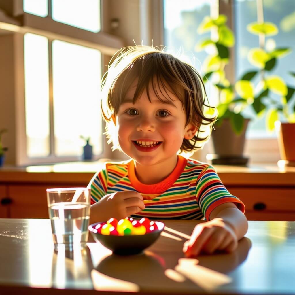 아이-영양제-담긴-그릇-웃고있음