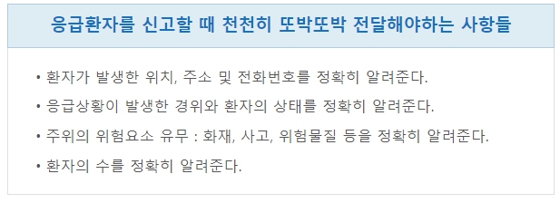 응급환자를 신고할 때 천천히 또박또박 전달해야 하는 사항들