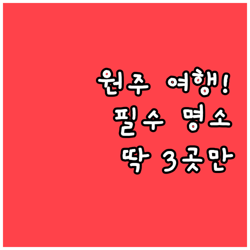 봄의 시작을 알리는 원주 여행 코스 ..