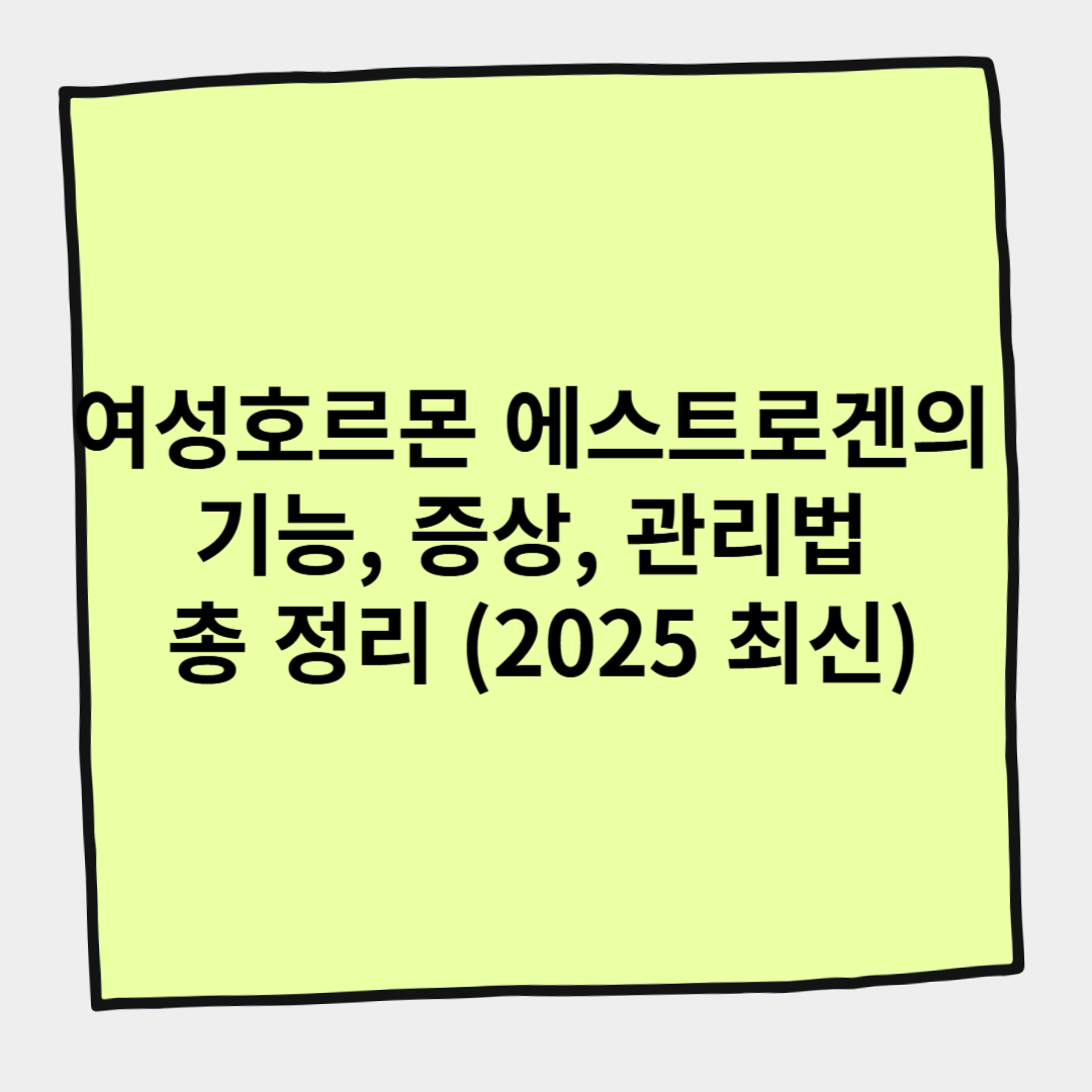 여성호르몬 에스트로겐의 기능, 증상, 관리법 총 정리 (2025 최신)