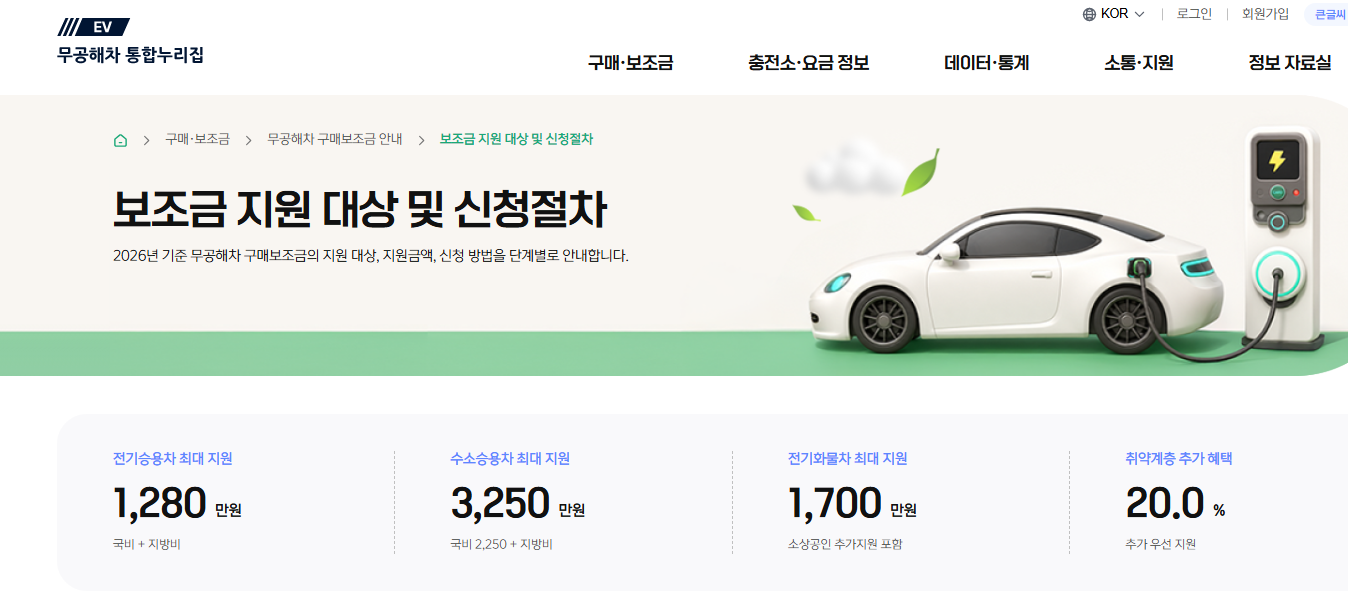 무공해차 누리집 홈페이지