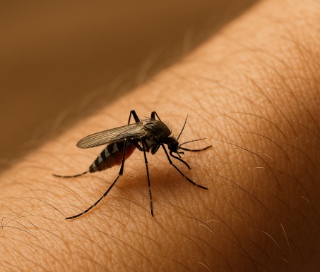 모기가 사람팔에 앉아있는 모습