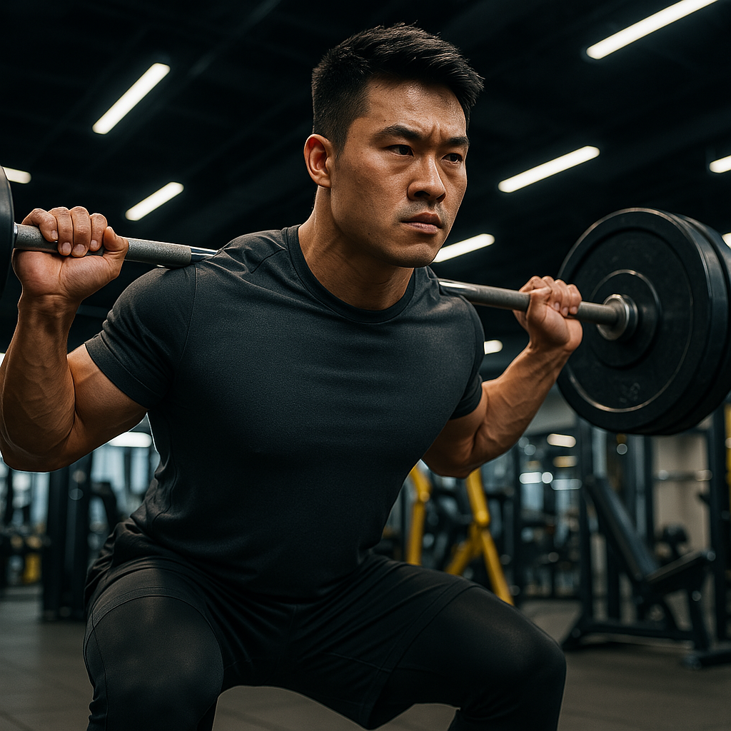 남성이 운동하고 있는 모습 : 운동 전후 크레아틴 섭취 효과 비교