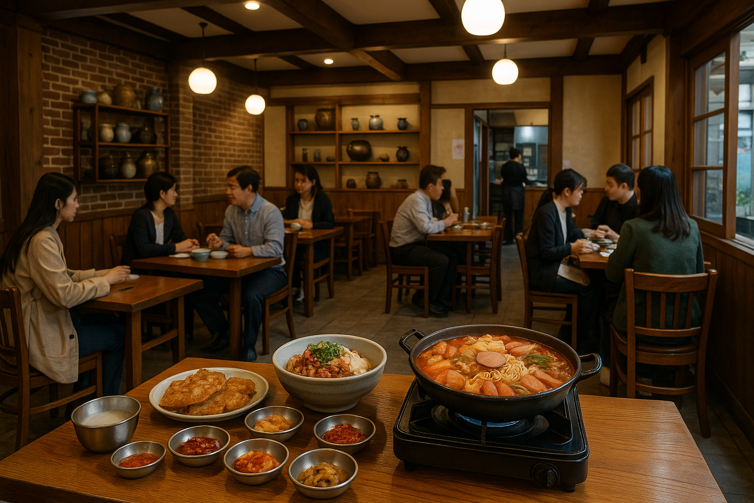 서울 숨은 맛집에서 식사하는 이미지