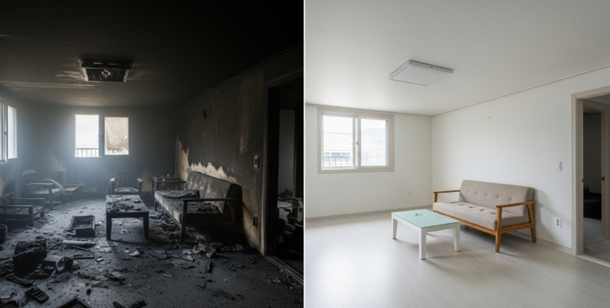 화재 청소 복구 인테리어 전후