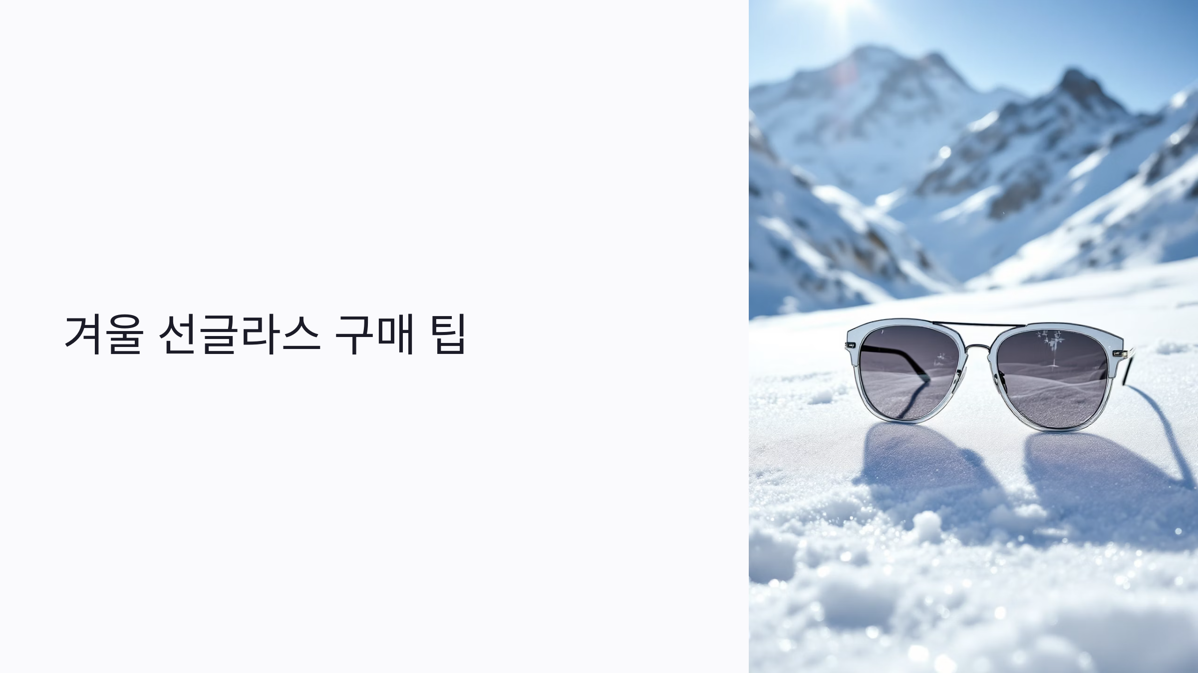 2025 겨울 선글라스 : 자외선 차단과 김서림 방지까지