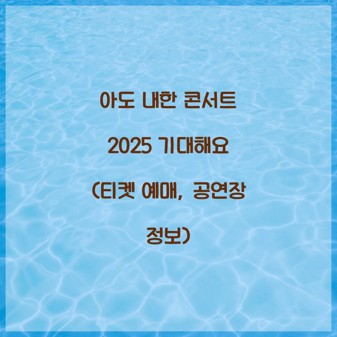 아도 내한 콘서트