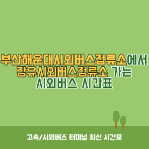 부산해운대시외버스정류소에서 장유시외버스정류소 가는 시외버스 시간표 최신정보