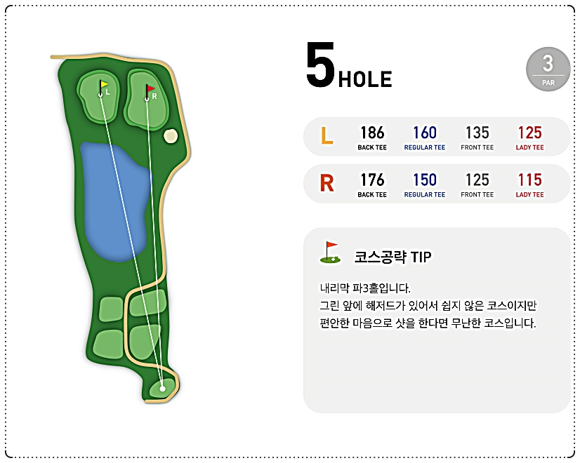 에이치원클럽CC 레이크 코스 5번 홀
