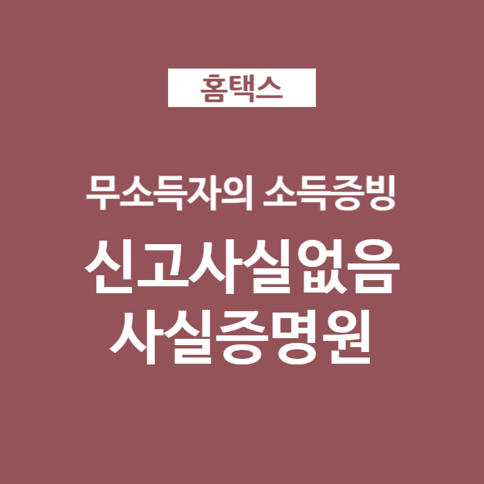 무소득자의 소득증빙 신고사실없음 사실증명원 발급방법
