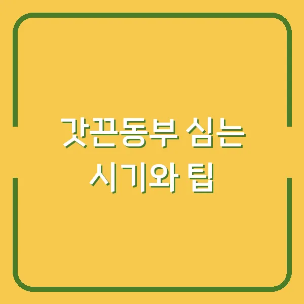 갓끈동부 심는 시기와 팁