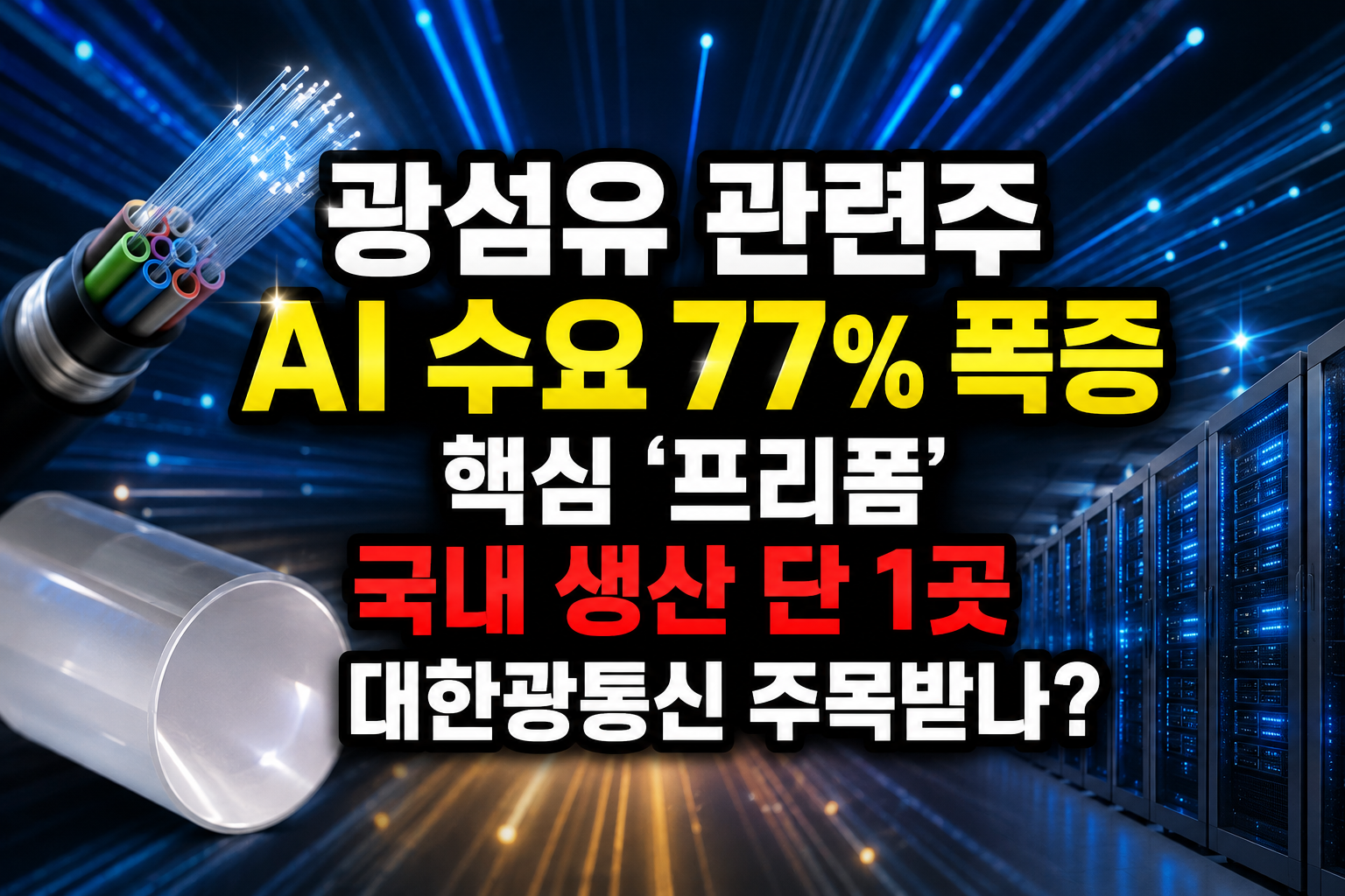 광섬유 관련주 AI 수요 증가 프리폼 대한광통신
