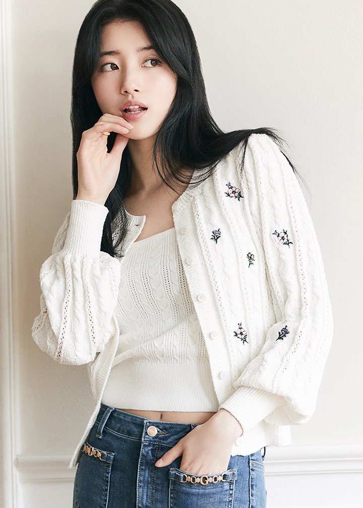 게스 진 여성 꽃자수가디건 YM1S2660 LE1209678735