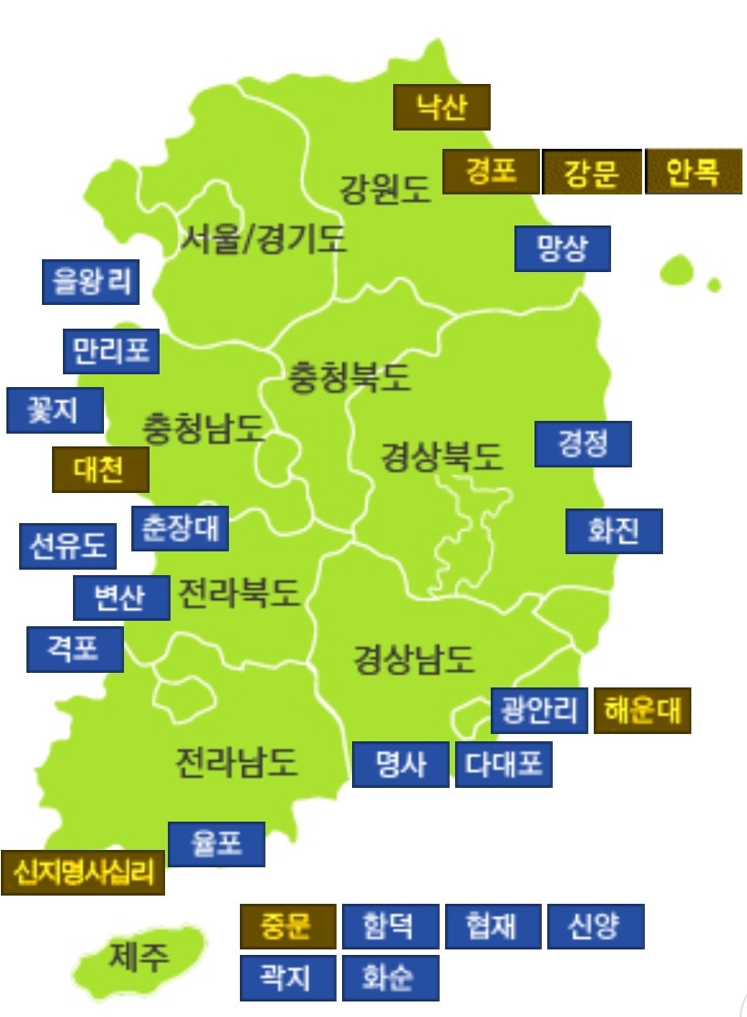 전국 해수욕장의 날씨 정보