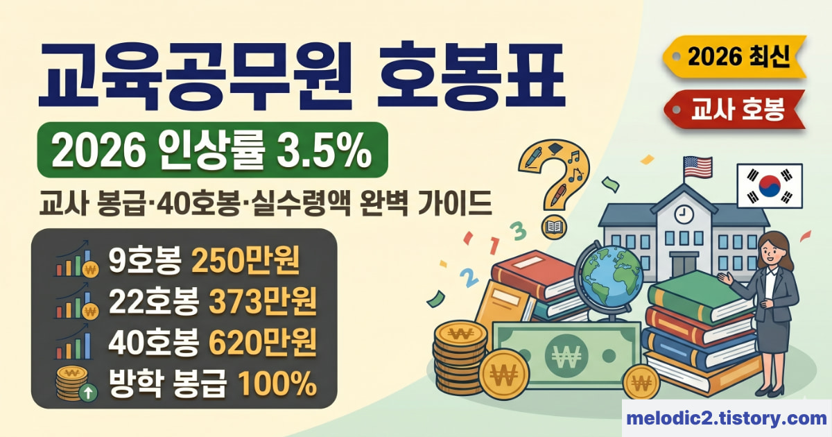 2026 교육공무원 호봉표 교사 봉급 실수령액 직급표 기여금 완벽 가이드