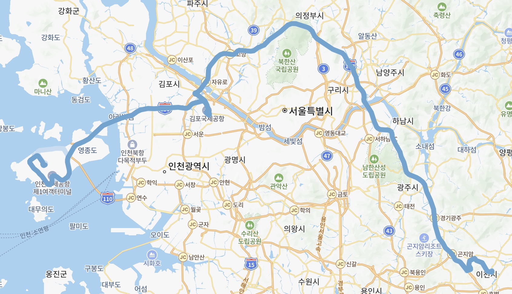 8829 공항버스 운행지도