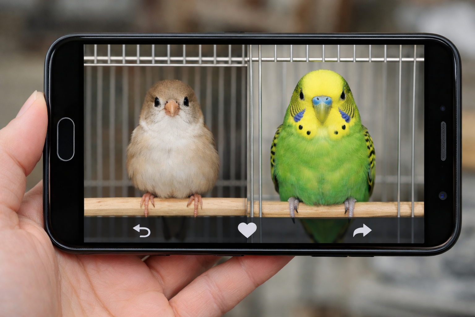 소형조 사진이 띄워져 있는 휴대폰