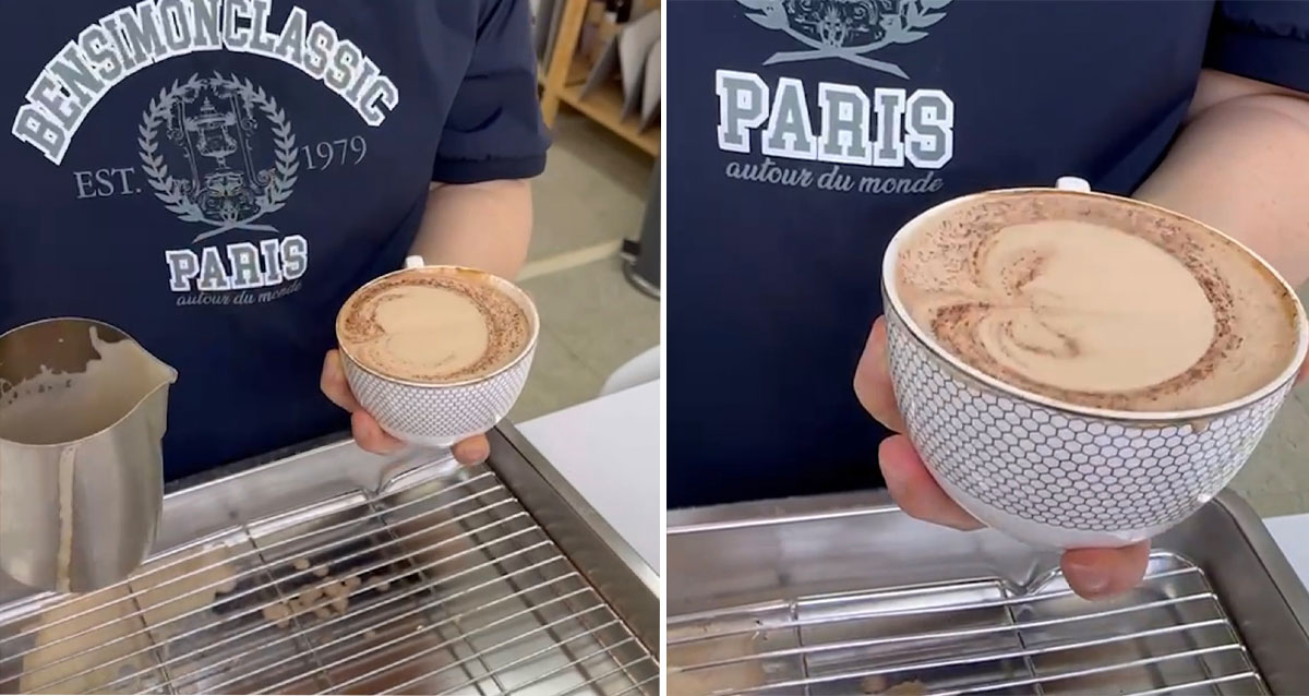 라떼아트 커피 가루 사용하여 연습