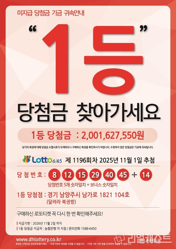 로또 미수령 당첨금 조회 후 판매점 위치를 찾는 지도 화면