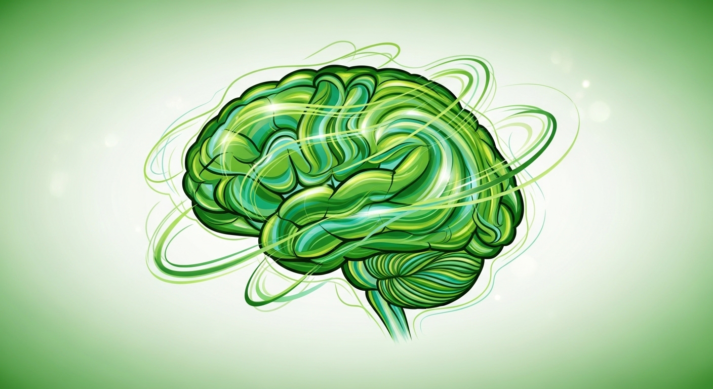 성공적인 디지털 디톡스 후 맑고 가벼워진 뇌를 추상적으로 표현한 이미지, 정신적 명료함을 나타냅니다.