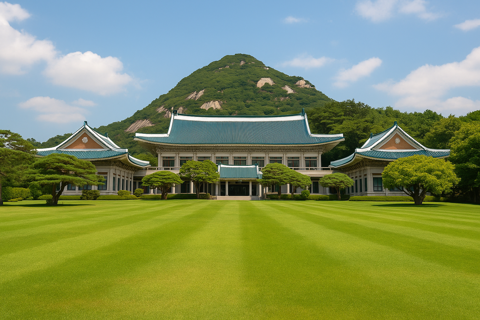 청와대 외부 전경사진 일러스트