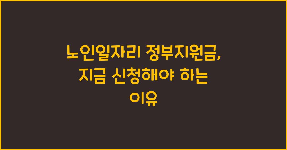 노인일자리 정부지원금