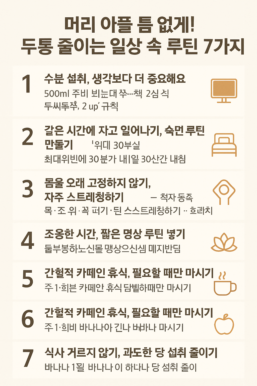 두통 줄이는 일상 속 루틴 7가지