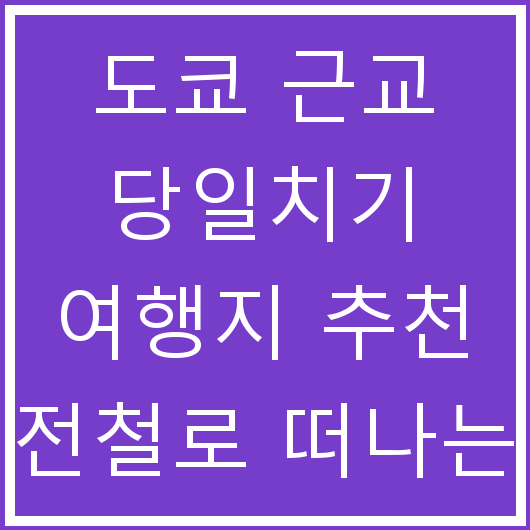도쿄 근교 당일치기 여행지 추천 전철로 떠나는 곳